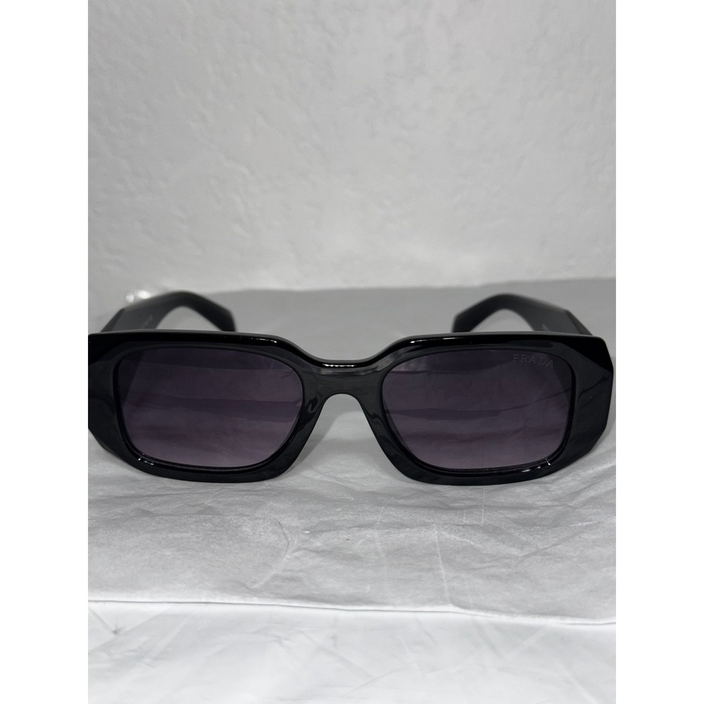 Prada Symbole SPR17W Black Geometric Rectangular Sunglasses Women Luxury Eyewear